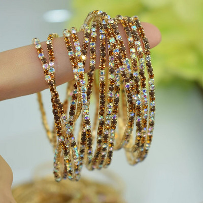 10db/Szett Arany Elastic Force karkötő karkötő női kristály strassz Esküvői karkötők és karkötők Ékszerek Pulseira Feminia