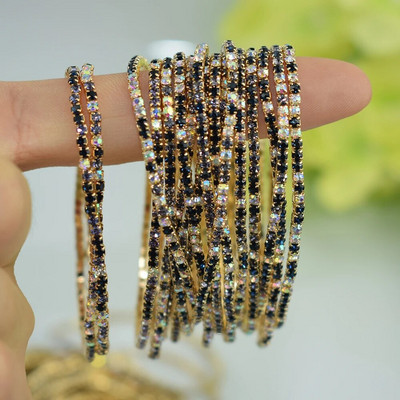 10db/Szett Arany Elastic Force karkötő karkötő női kristály strassz Esküvői karkötők és karkötők Ékszerek Pulseira Feminia