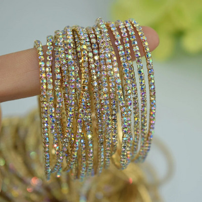 10db/Szett Arany Elastic Force karkötő karkötő női kristály strassz Esküvői karkötők és karkötők Ékszerek Pulseira Feminia