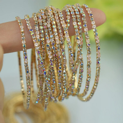 10db/Szett Arany Elastic Force karkötő karkötő női kristály strassz Esküvői karkötők és karkötők Ékszerek Pulseira Feminia