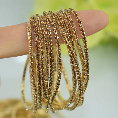 10db/Szett Arany Elastic Force karkötő karkötő női kristály strassz Esküvői karkötők és karkötők Ékszerek Pulseira Feminia