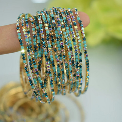 10db/Szett Arany Elastic Force karkötő karkötő női kristály strassz Esküvői karkötők és karkötők Ékszerek Pulseira Feminia