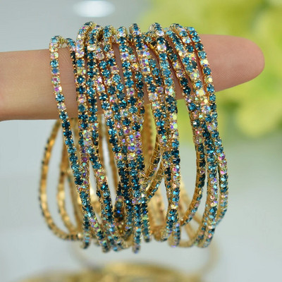 10db/Szett Arany Elastic Force karkötő karkötő női kristály strassz Esküvői karkötők és karkötők Ékszerek Pulseira Feminia