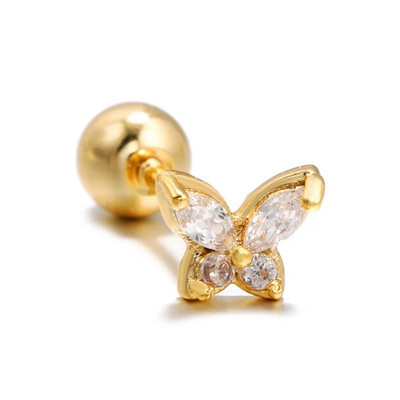 1PC Mini cirkonske naušnice od nehrđajućeg čelika za bušenje ušiju Ženske izvrsne višebojne ušne zakovice hrskavične naušnice Nakit za tijelo Poklon