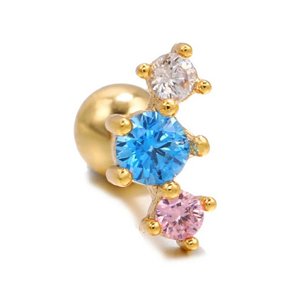 1PC Mini cirkonske naušnice od nehrđajućeg čelika za bušenje ušiju Ženske izvrsne višebojne ušne zakovice hrskavične naušnice Nakit za tijelo Poklon