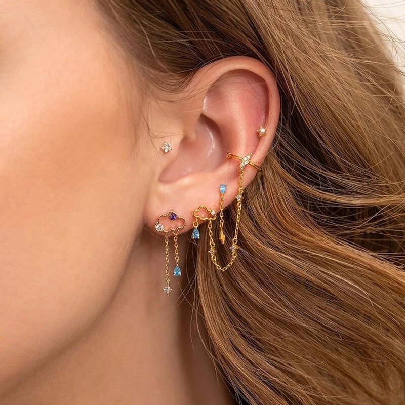 1PC Mini cirkonske naušnice od nehrđajućeg čelika za bušenje ušiju Ženske izvrsne višebojne ušne zakovice hrskavične naušnice Nakit za tijelo Poklon