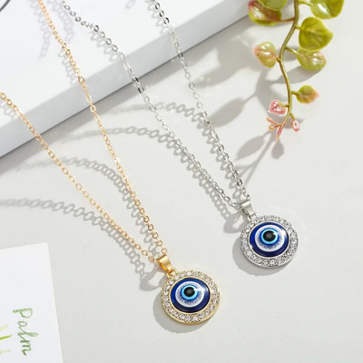 Κρεμαστό κολιέ Dayoff 1PC Turkish Crystal Evil Eyes για Γυναικεία Κοσμήματα Χρυσό Χρώμα Αλυσίδες Clavicle Κολιέ N251