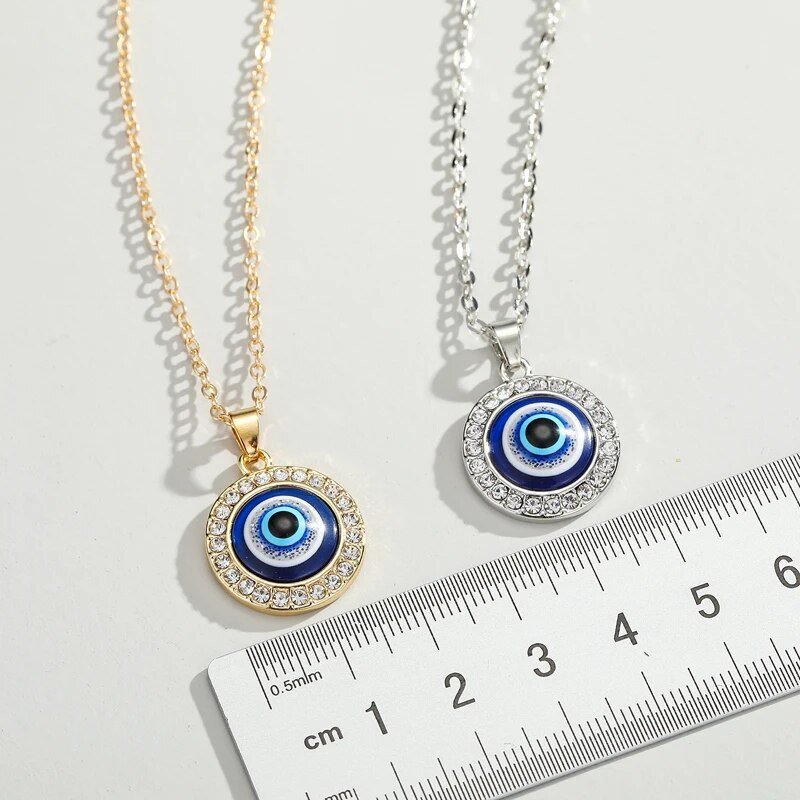 Dayoff 1PC Turkish Crystal Evil Eyes Kulonu kaklarota Sieviešu Rotaslietas Zelta krāsa Atslēgas kaula ķēdes Kaklarotas N251