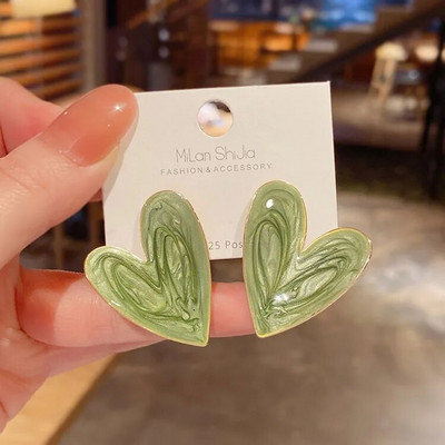 Korejski slatki grafiti Art šarene naušnice u obliku srca za žene Slatke estetske djevojke studentice Elegantan svakodnevni život Ljetni nakit