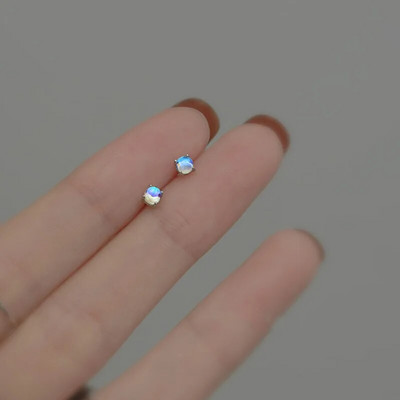 Modne male okrugle naušnice Aurora za žene Jednostavan dizajn Luksuzni mini mjesečev kamen Osobnost Vintage šarm Boho nakit