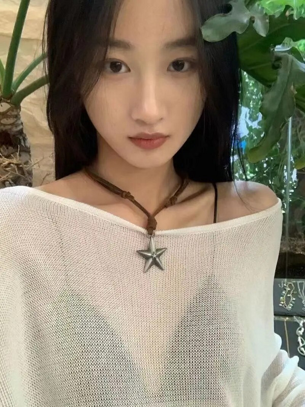 Retro bőr kötél Punk csillag medál hosszú nyaklánc női niche design személyiség állítható húzózsinór Kiegészítők ÉkszerTide