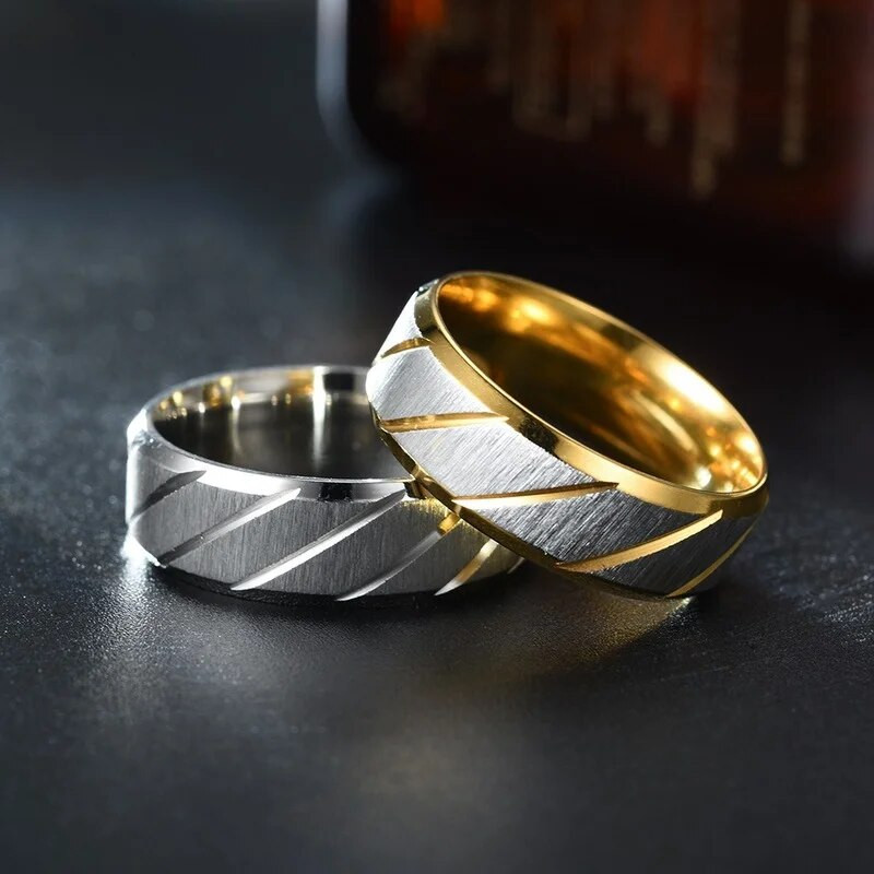 Novi prsten od kepera od nehrđajućeg čelika od titanijskog čelika Valoviti prsten za par Lanac Jednostavan muški i ženski prsten Jednostavan nakit Poklon
