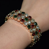 Vairāku rindu kristāla balts sarkans zaļš atvērts rokassprādzes rokassprādze sievietēm zelta krāsā kāzu rokassprādzes un rokassprādzes rotaslietas dāvanas