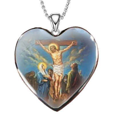 Modna Isusova ogrlica Srce Kristalni Maria Privjesak Zaručničke ogrlice za žene Vjerski nakit Poklon za godišnjicu rođendana