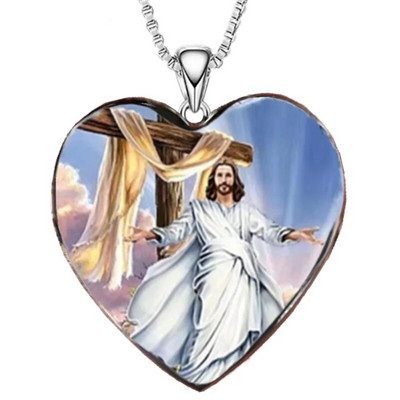 Modna Isusova ogrlica Srce Kristalni Maria Privjesak Zaručničke ogrlice za žene Vjerski nakit Poklon za godišnjicu rođendana