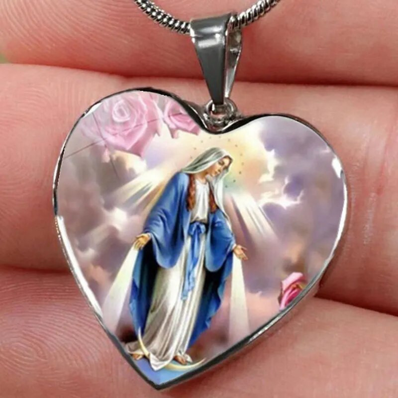 Modna Isusova ogrlica Srce Kristalni Maria Privjesak Zaručničke ogrlice za žene Vjerski nakit Poklon za godišnjicu rođendana