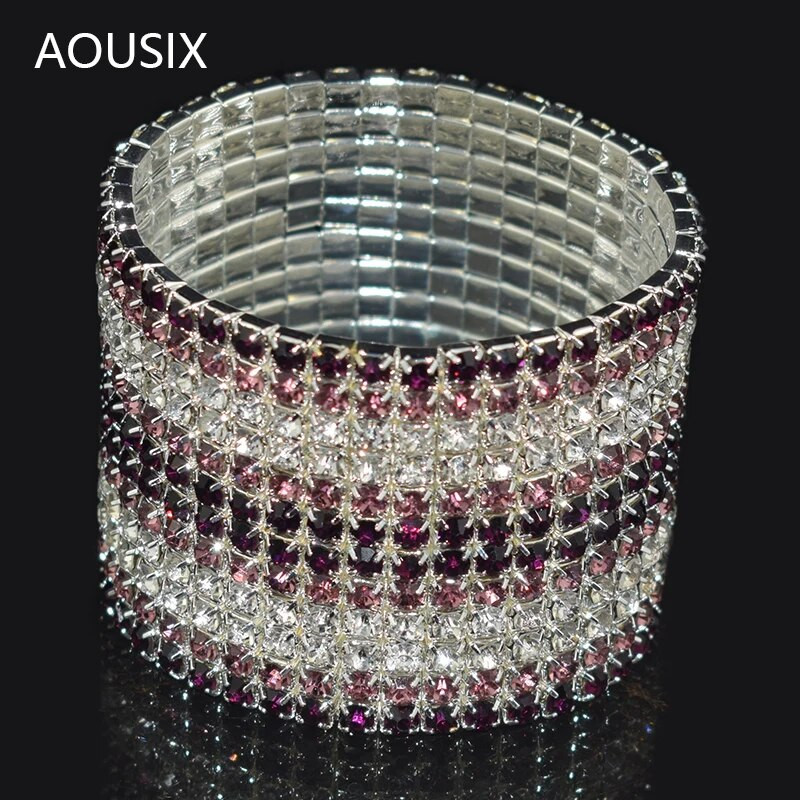 žuto/ljubičasta modna rastezljiva narukvica širine dijamanta elastična kristalna narukvica za žene vjenčanje svadbeni nakit dar djevojci