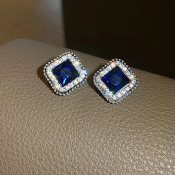 Adolph Trending Blue Gemstone Stud Earring for Women Квадратни корейски лъскави евтини сладки обеци Модни бижута Party 2023 Нови подаръци