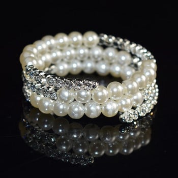 Модни многослойни гривни с кристални перли Дамски гривни със кристали Златно и сребърно покритие Гривни с маншети Сватбени аксесоари за бижута