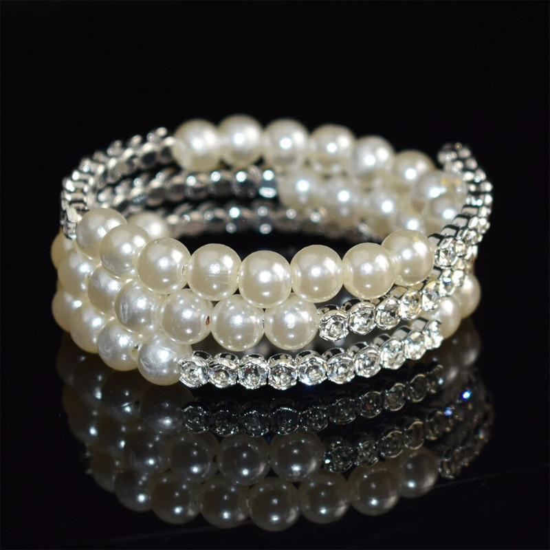 Modna višeslojna narukvica s kristalnim biserom Ženske narukvice s kamenčićima Pozlaćene narukvice s manžetama Vjenčani nakit Dodaci