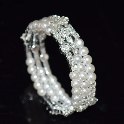 Kāzu Rhinestone pērļu pārspīlēti rokassprādzes un rokassprādzes sievietēm kāzu Modes atvērta aproce rokassprādze Sieviešu rotaslietas aksesuāri