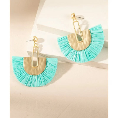 Divat Bohém Kézzel készített Rattan Raffia Bojt medál Fülbevaló Női Nyári Ocean Beach Fülbevaló Ékszer