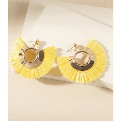 Divat Bohém Kézzel készített Rattan Raffia Bojt medál Fülbevaló Női Nyári Ocean Beach Fülbevaló Ékszer