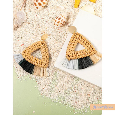 Divat Bohém Kézzel készített Rattan Raffia Bojt medál Fülbevaló Női Nyári Ocean Beach Fülbevaló Ékszer