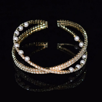 Zlatno srebrne boje vještački kamenčići narukvice za žene Kristalno vjenčanje svadba Križ izrez manžetne narukvice Narukvice Rođendanski darovi dame