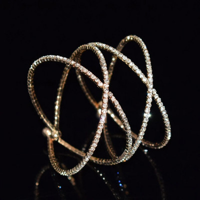 Zlatno srebrne boje vještački kamenčići narukvice za žene Kristalno vjenčanje svadba Križ izrez manžetne narukvice Narukvice Rođendanski darovi dame