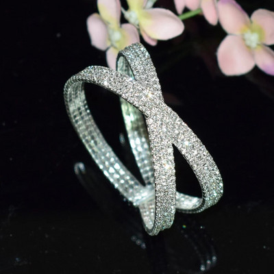 Zlatno srebrne boje vještački kamenčići narukvice za žene Kristalno vjenčanje svadba Križ izrez manžetne narukvice Narukvice Rođendanski darovi dame