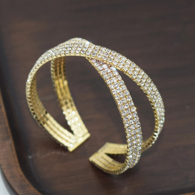 Zlatno srebrne boje vještački kamenčići narukvice za žene Kristalno vjenčanje svadba Križ izrez manžetne narukvice Narukvice Rođendanski darovi dame