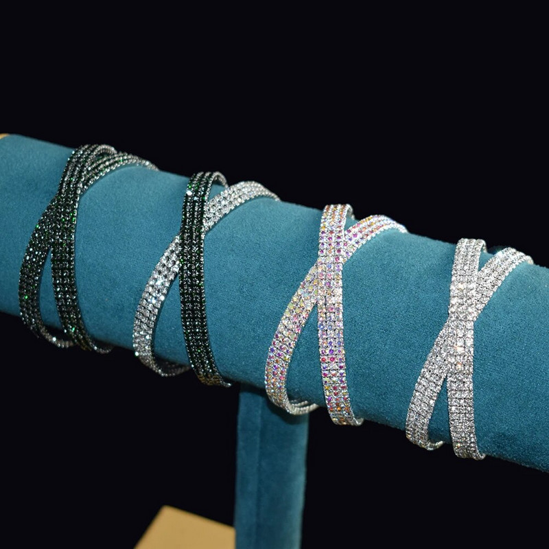 Zlatno srebrne boje vještački kamenčići narukvice za žene Kristalno vjenčanje svadba Križ izrez manžetne narukvice Narukvice Rođendanski darovi dame