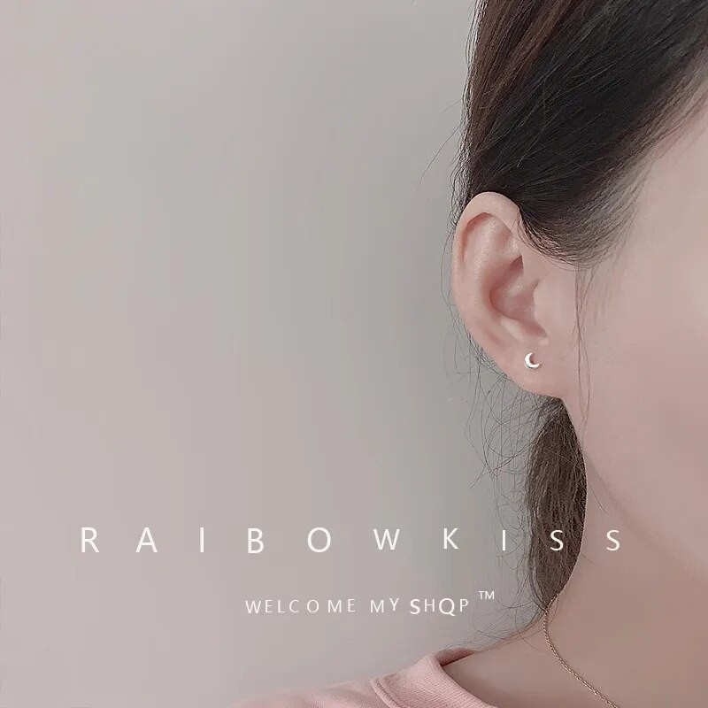 Crescent Moon Stud Fülbevaló Női Új divat Kis geometria Láthatatlan Fül Partner Egyszerűség Lány Csillagos ég Stílusú ékszerek