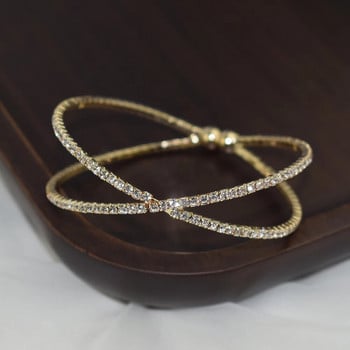 Κομψό Μόδα Γούρι Γαμήλια Κοσμήματα Βραχιόλια Σταυρός ανοιγόμενο βραχιόλι Γυναικεία γεωμετρικά στρογγυλά κρυστάλλινα βραχιόλια και βραχιόλια δώρα