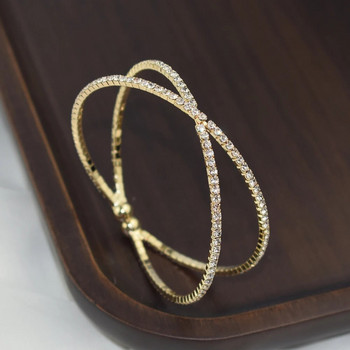 Κομψό Μόδα Γούρι Γαμήλια Κοσμήματα Βραχιόλια Σταυρός ανοιγόμενο βραχιόλι Γυναικεία γεωμετρικά στρογγυλά κρυστάλλινα βραχιόλια και βραχιόλια δώρα
