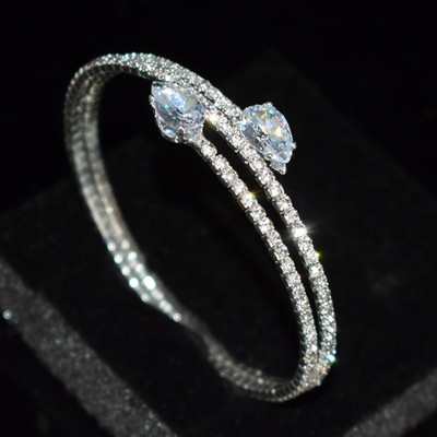 2 rida südamekujuline tsirkoonist käevõru Pulmapulma Elegent Käevõru Kristallist Rhinestone`i Manseti Käevõru Naiste Peo Moeehted