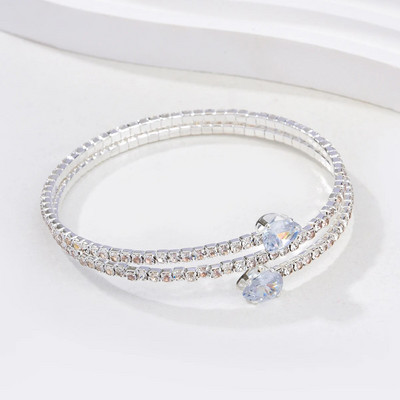 2 rida südamekujuline tsirkoonist käevõru Pulmapulma Elegent Käevõru Kristallist Rhinestone'i Manseti Käevõru Naiste Peo Moeehted