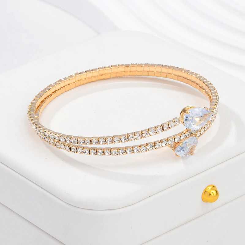 2 rida südamekujuline tsirkoonist käevõru Pulmapulma Elegent Käevõru Kristallist Rhinestone'i Manseti Käevõru Naiste Peo Moeehted