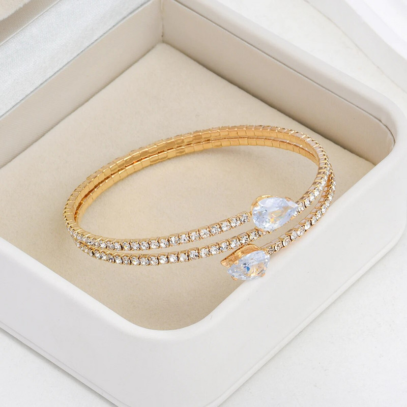 2 rida südamekujuline tsirkoonist käevõru Pulmapulma Elegent Käevõru Kristallist Rhinestone'i Manseti Käevõru Naiste Peo Moeehted