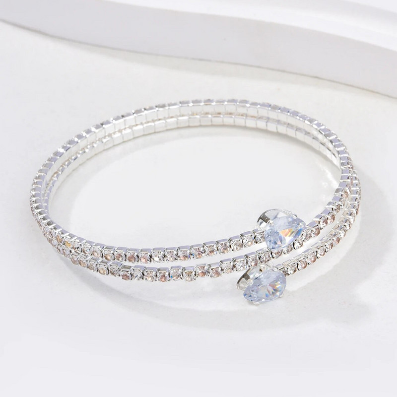 2 rida südamekujuline tsirkoonist käevõru Pulmapulma Elegent Käevõru Kristallist Rhinestone'i Manseti Käevõru Naiste Peo Moeehted