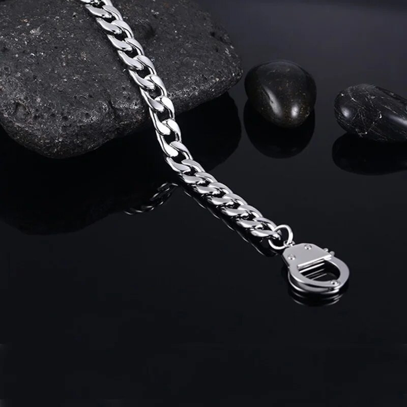 βραχιόλι ανδρικό ανοξείδωτο ατσάλι χειροπέδες αξεσουάρ αλυσίδα στο χέρι γούρι Steampunk μανσέτα βραχιόλι πανκ ζευγάρι κοσμήματα βραχιόλι