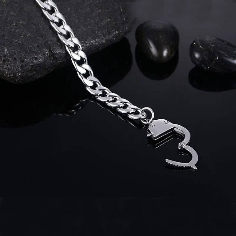 βραχιόλι ανδρικό ανοξείδωτο ατσάλι χειροπέδες αξεσουάρ αλυσίδα στο χέρι γούρι Steampunk μανσέτα βραχιόλι πανκ ζευγάρι κοσμήματα βραχιόλι