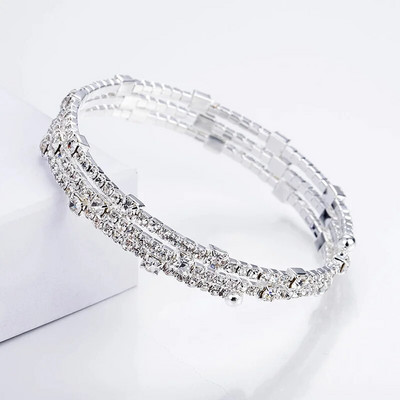 Modne luksuzne pozlaćene posrebrene narukvice s manžetama od kristala i narukvice sa vještačkim kamenčićima za žene Nakit