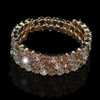 8 луксозни лъскави кристални гривни 3 реда диамантена кръгла отваряща се гривна дамска златна и сребърна гривна парти сватбен подарък