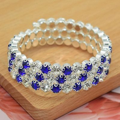 8 Luksuzna sjajna kristalna narukvica 3 reda dijamantna narukvica s okruglim krakom na otvaranje Ženska zlatna i srebrna narukvica Poklon za vjenčanje