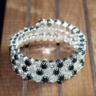 8 Luksuzna sjajna kristalna narukvica 3 reda dijamantna narukvica s okruglim krakom na otvaranje Ženska zlatna i srebrna narukvica Poklon za vjenčanje