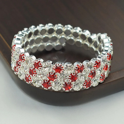 8 Luksuzna sjajna kristalna narukvica 3 reda dijamantna narukvica s okruglim krakom na otvaranje Ženska zlatna i srebrna narukvica Poklon za vjenčanje