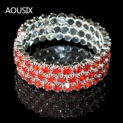 8 Luksuzna sjajna kristalna narukvica 3 reda dijamantna narukvica s okruglim krakom na otvaranje Ženska zlatna i srebrna narukvica Poklon za vjenčanje