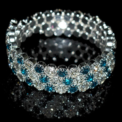 8 Luksuzna sjajna kristalna narukvica 3 reda dijamantna narukvica s okruglim krakom na otvaranje Ženska zlatna i srebrna narukvica Poklon za vjenčanje